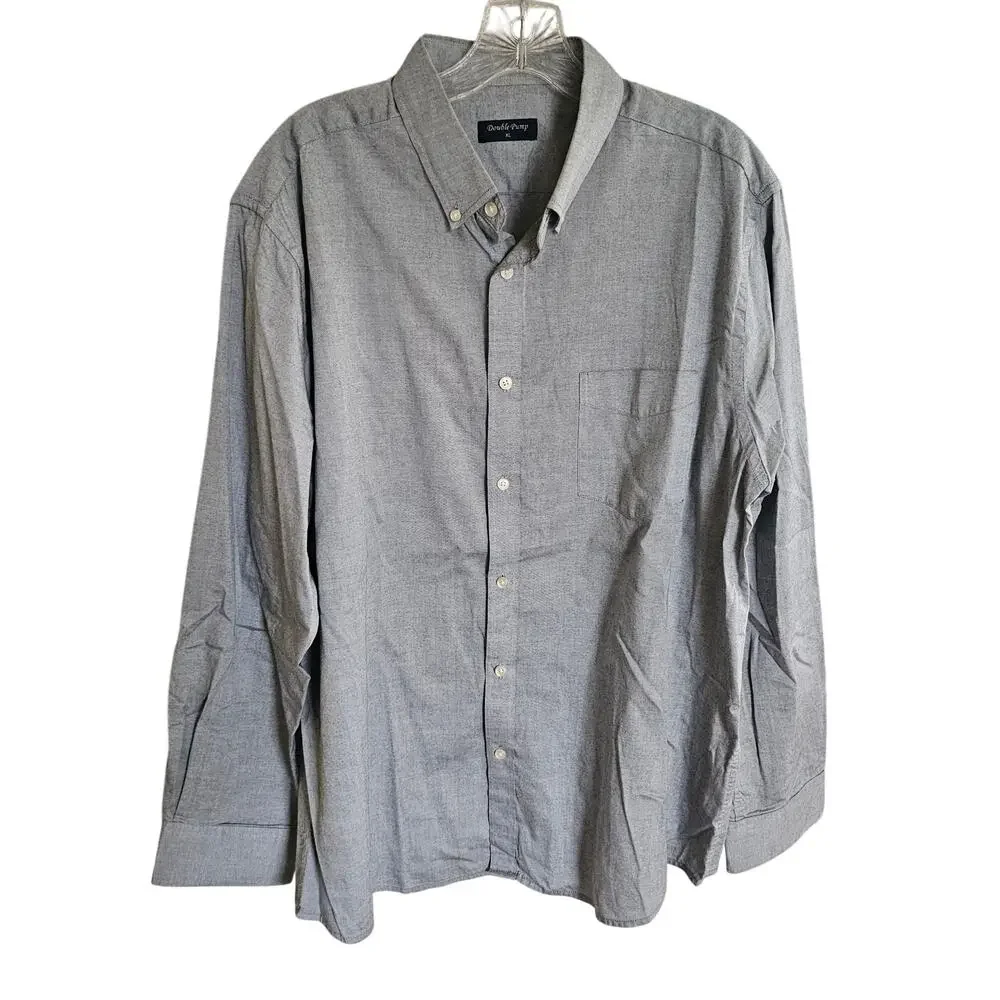 Double Pump Men's Button down Dress Shirt, Gray, Size XL